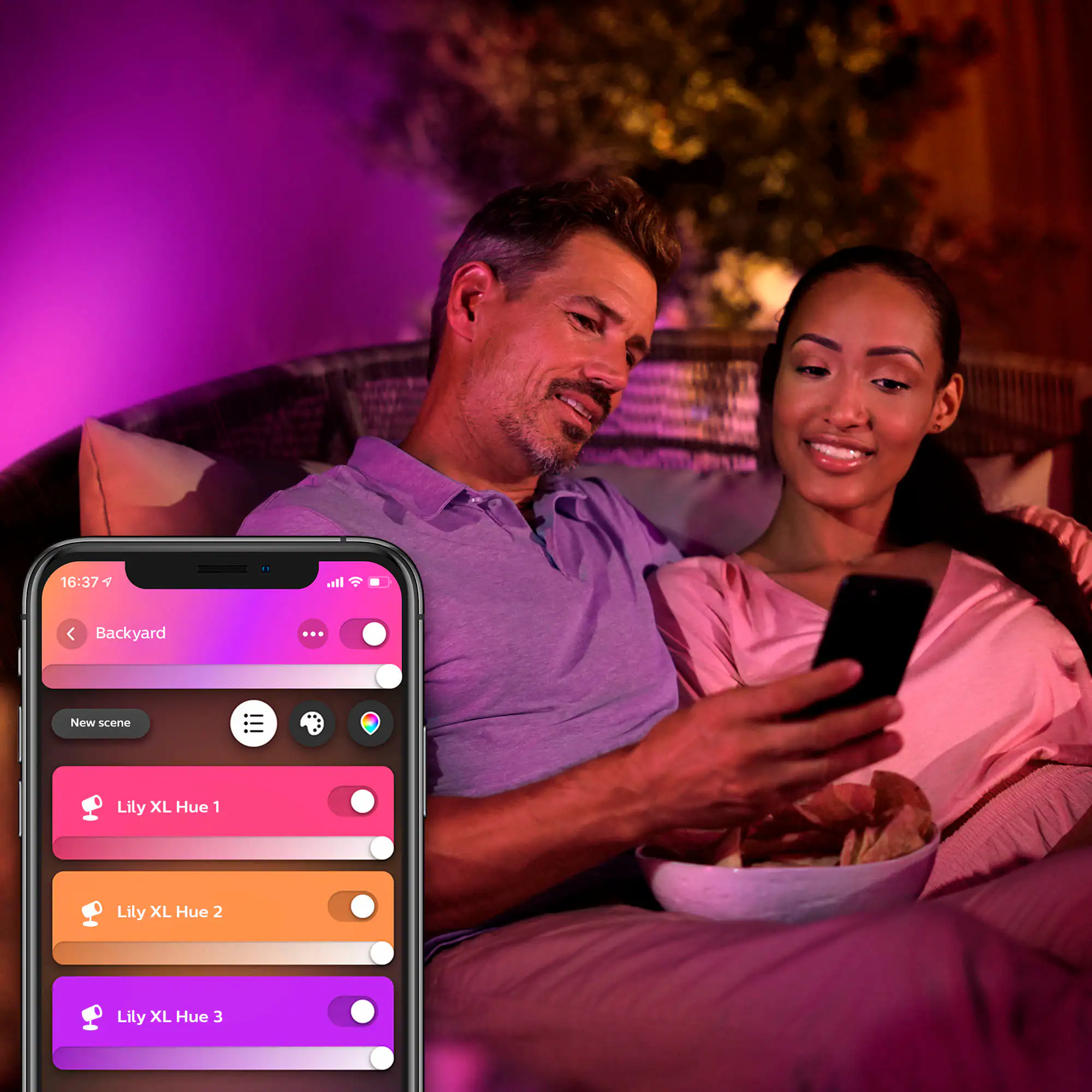 Left. Philips - Hue Lily XL Outdoor Spot Light Extension Kit - White and Color Ambiance.