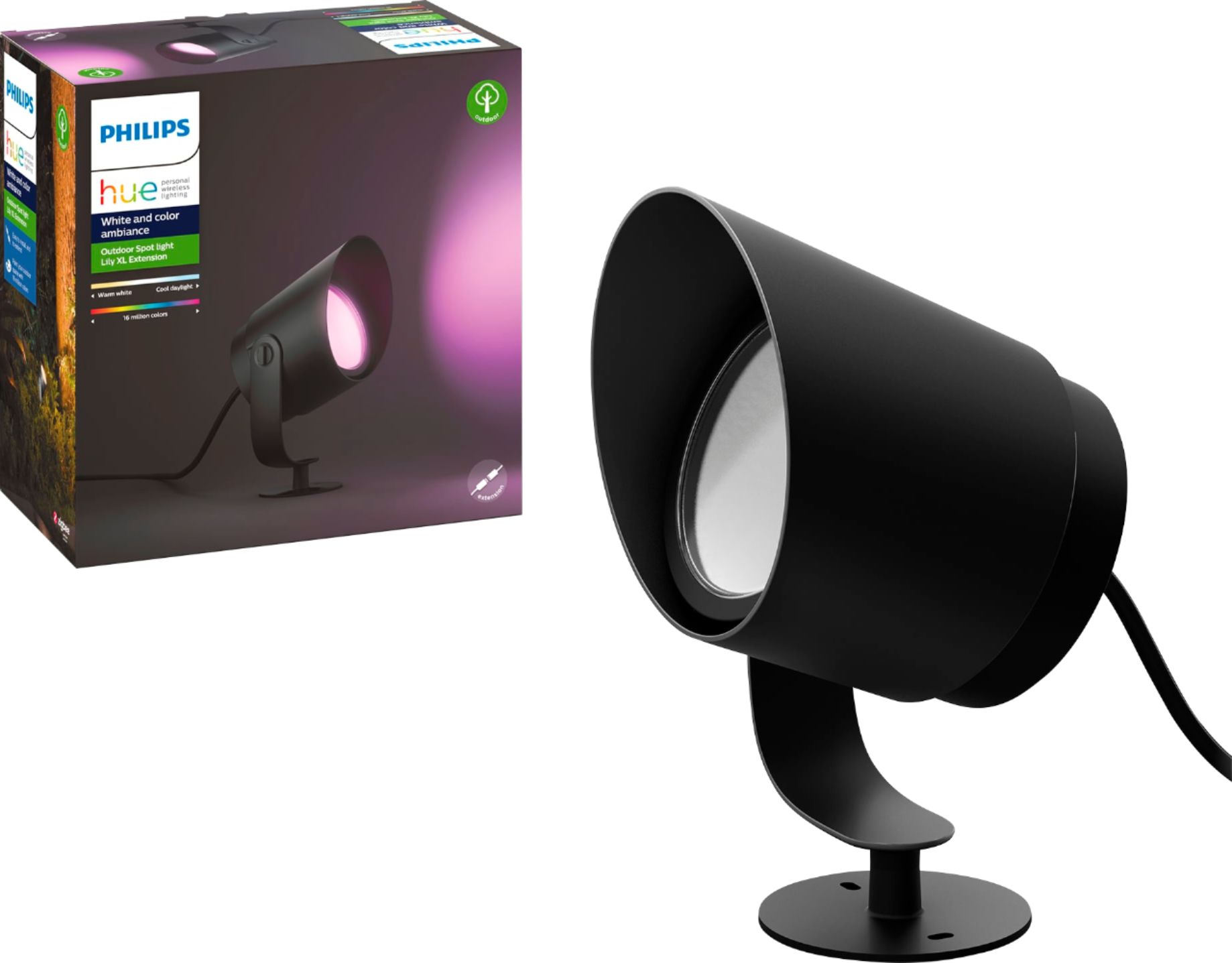 Philips Hue White and Color Lily XL Outdoor Spot Light Extension Kit Black 1746230V7 - Best