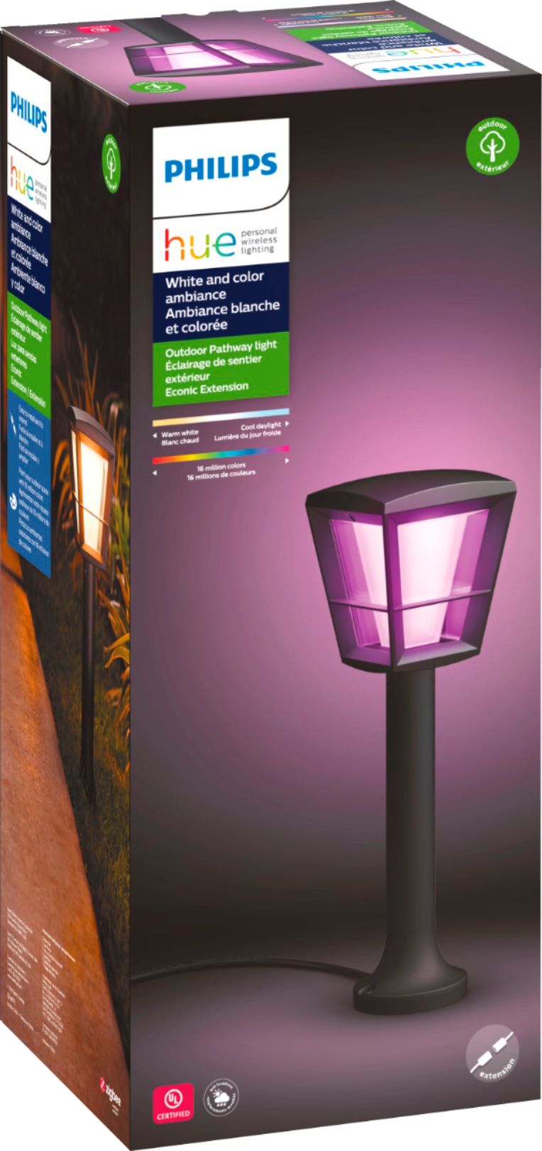 Angle View: Philips - Hue Econic Outdoor Pathway Light Extension - White and Color Ambiance