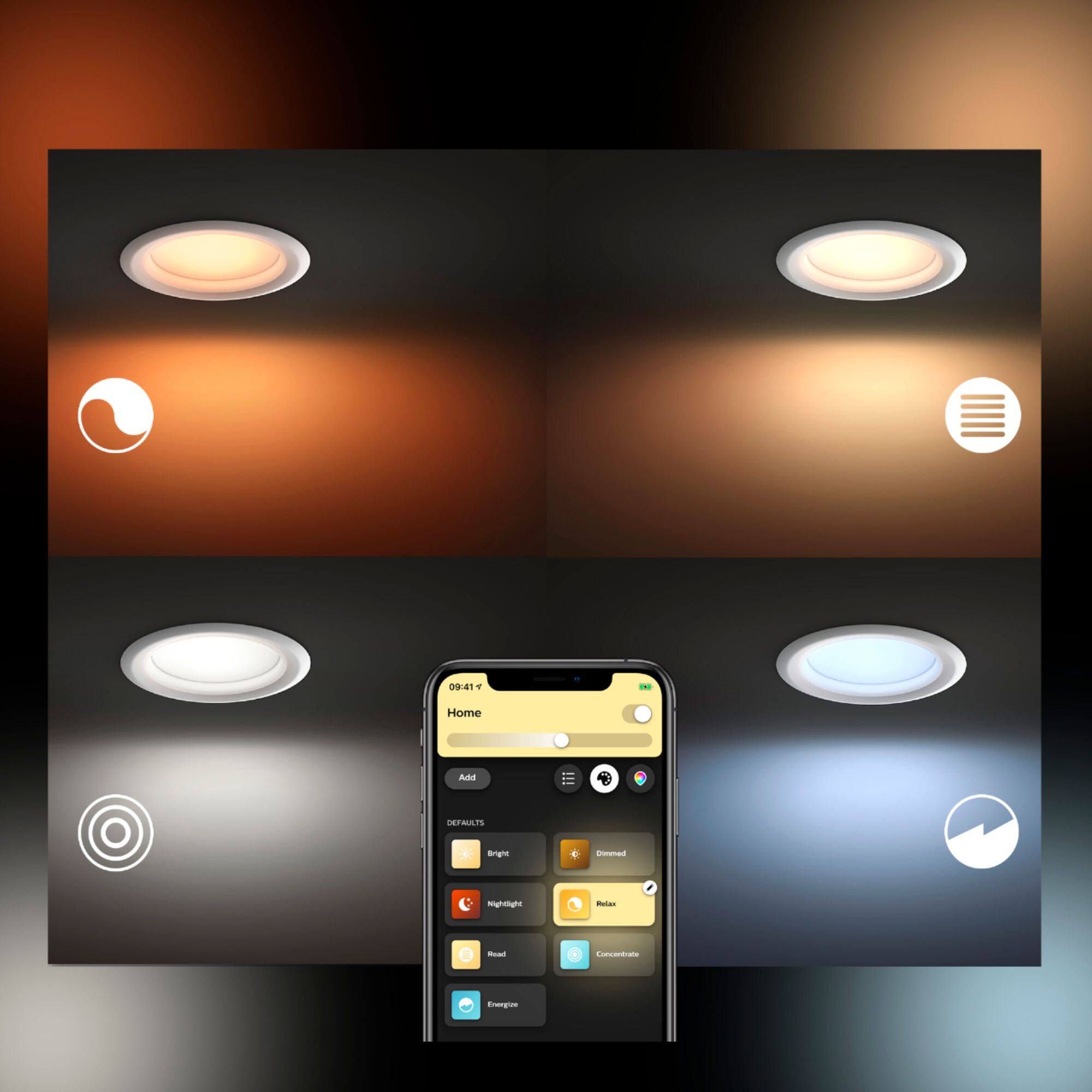 Alt View 13. Philips - Hue 4" Bluetooth Smart LED Recessed Downlight - White Ambiance.