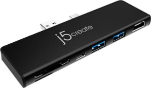 j5create - UltraDrive Mini Dock for Surface Pro 7 - Black - Front_Zoom