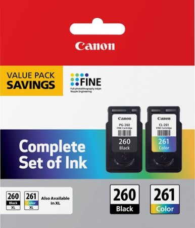 Canon - PG-260 / CL-261 2-Pack Standard Capacity Ink Cartridges - Black/Cyan/Magenta/Yellow
