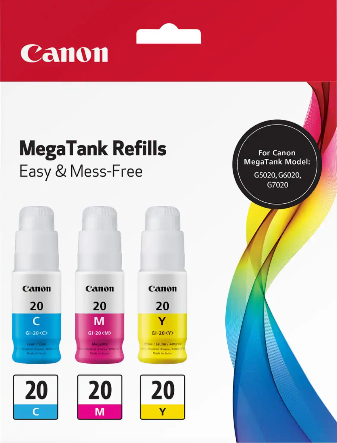 Front. Canon - GI-20 3-Pack Ink Bottles - Cyan/Magenta/Yellow.