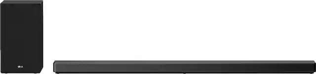 Front. LG - 5.1.2-Channel 570W Soundbar System with Wireless Subwoofer and Dolby Atmos with Google Assistant - Black.