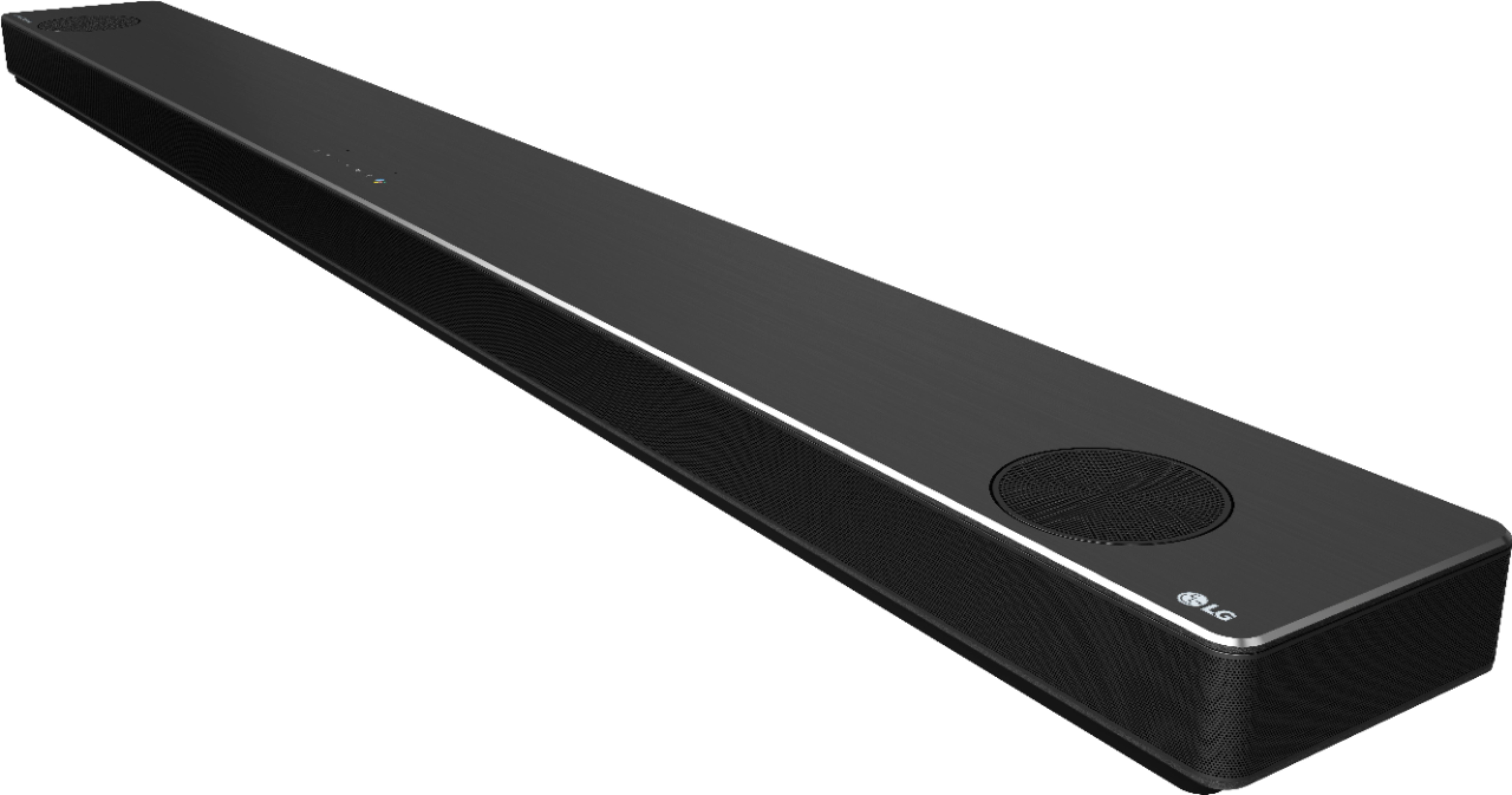 Left View: LG - 5.1.2-Channel 570W Soundbar System with Wireless Subwoofer and Dolby Atmos with Google Assistant - Black