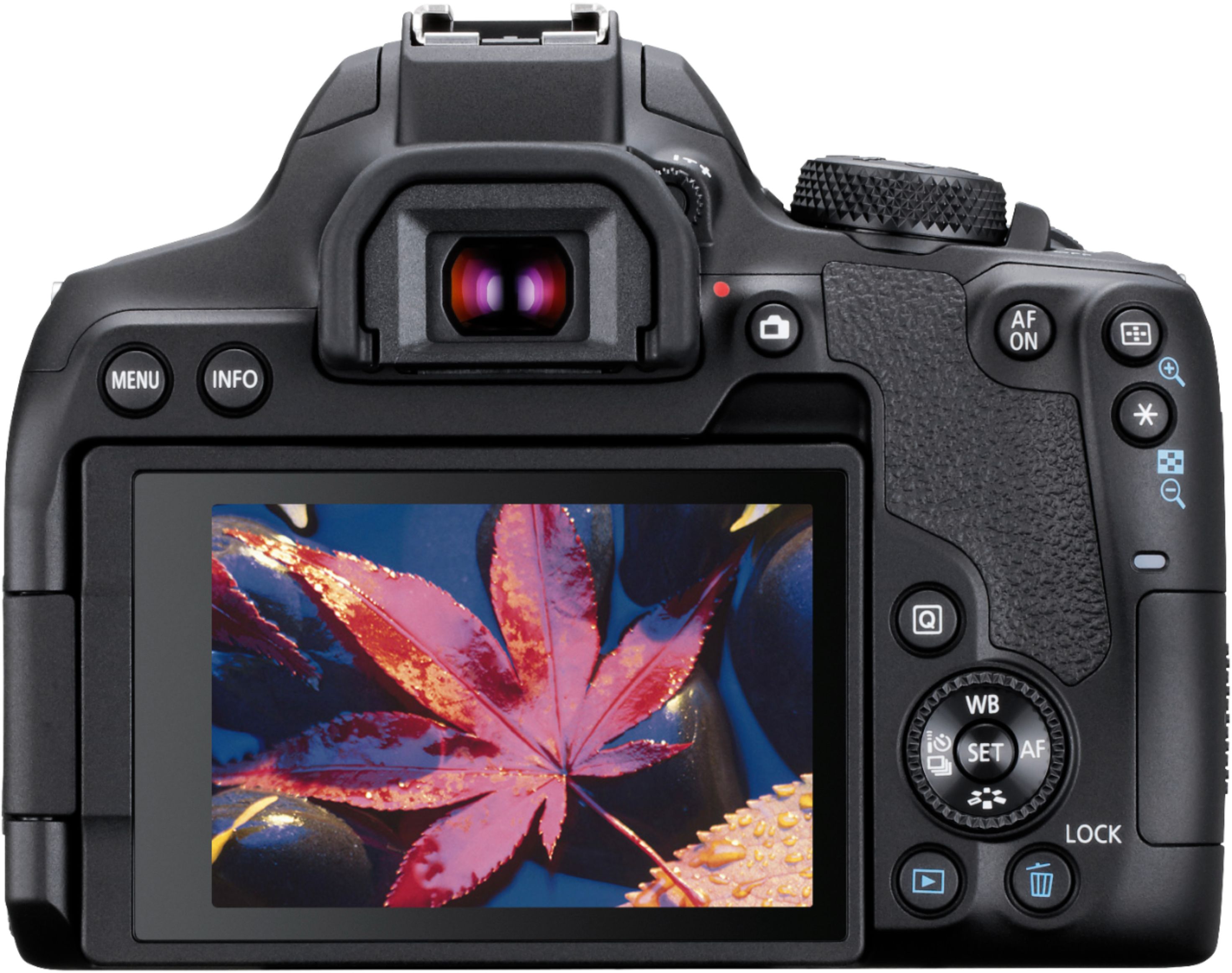 Back View: Canon - EOS Rebel T8i DSLR Camera with EF-S 18-55mm Lens - Black