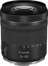 Front. Canon - RF24-105mm F4-7.1 IS STM Standard Zoom Lens for EOS R-Series Cameras - Black.