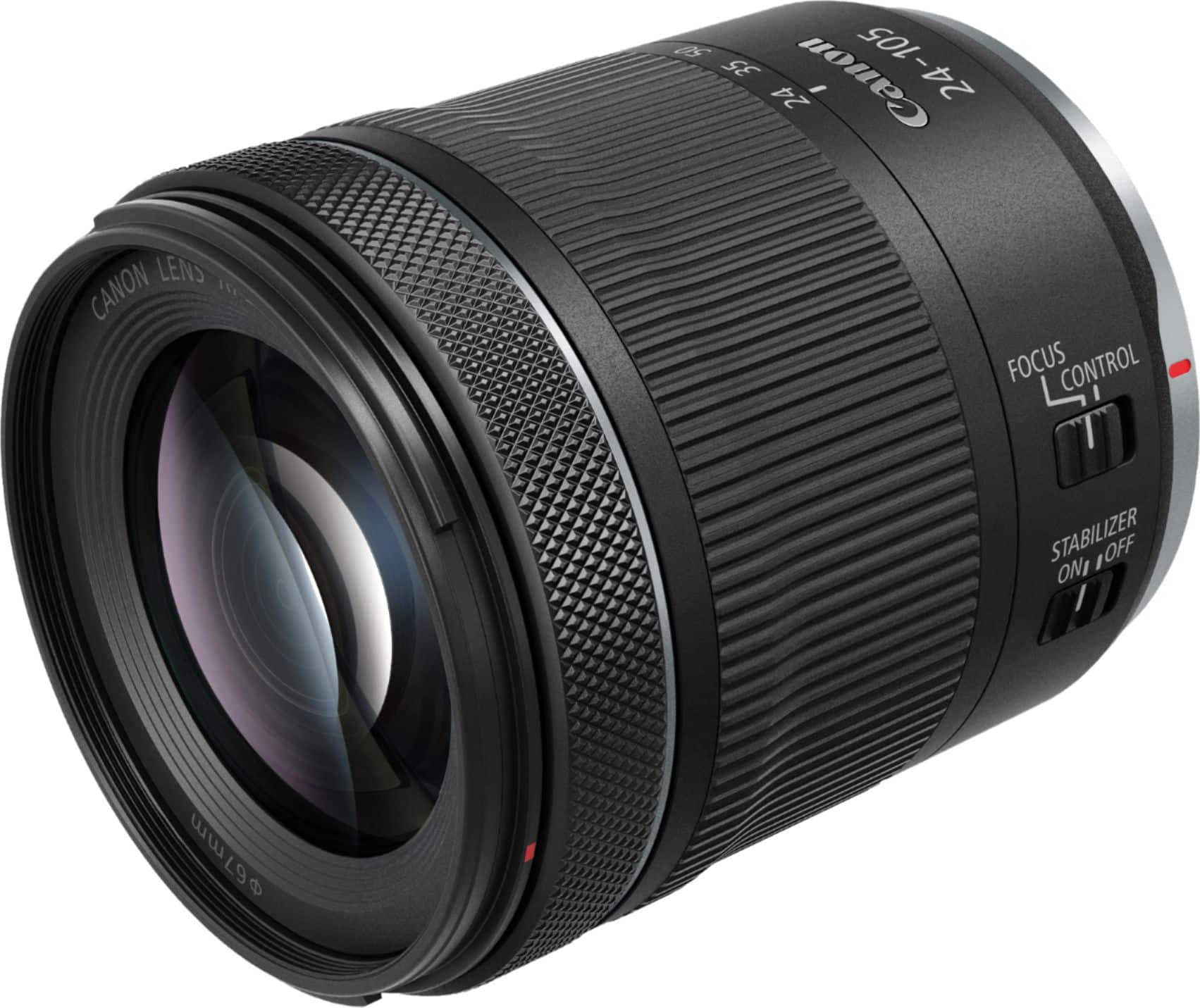 Left. Canon - RF24-105mm F4-7.1 IS STM Standard Zoom Lens for EOS R-Series Cameras - Black.