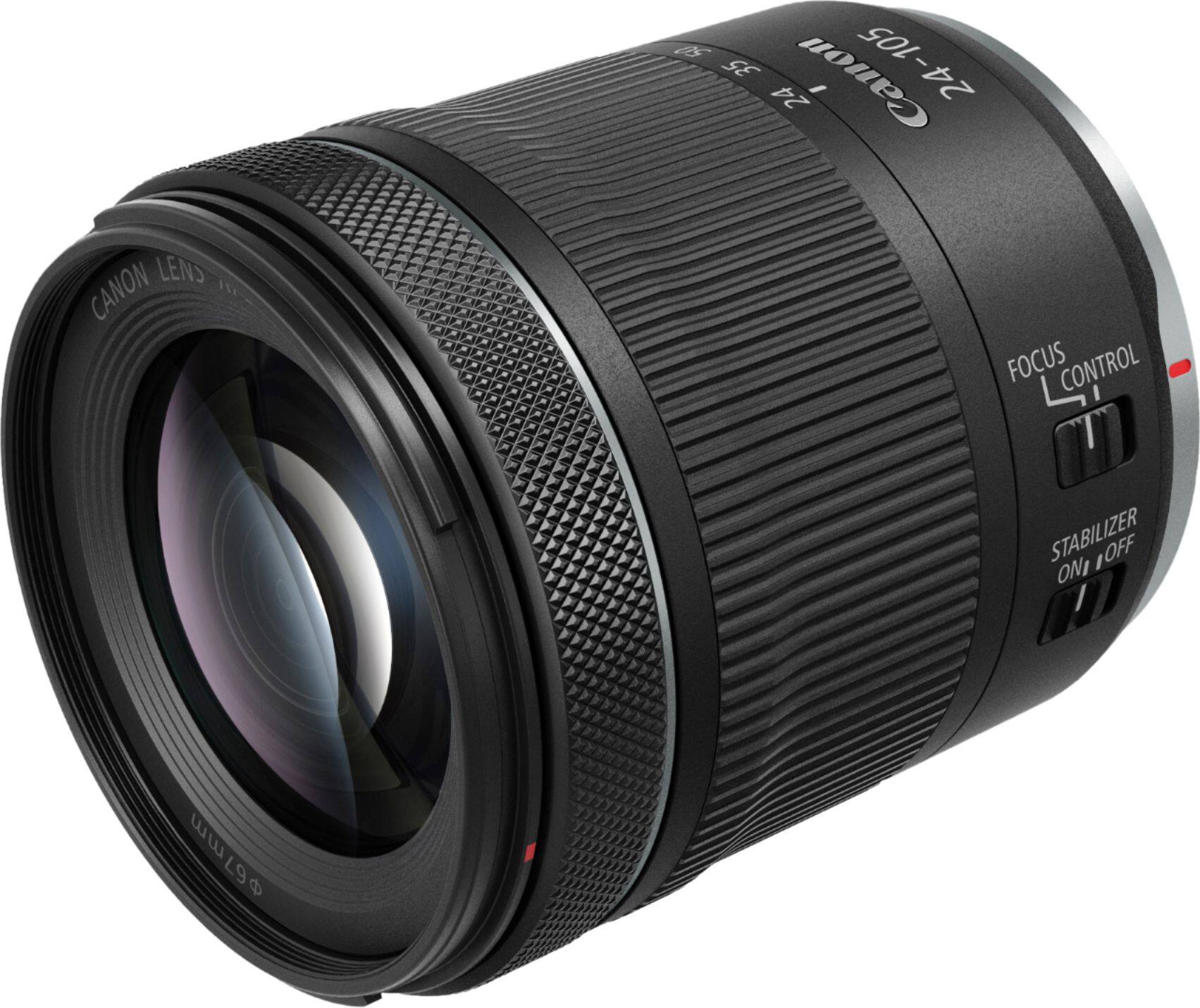 Left. Canon - RF24-105mm F4-7.1 IS STM Standard Zoom Lens for EOS R-Series Cameras - Black.