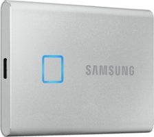Samsung - Geek Squad Certified Refurbished Portable T7 Touch 2TB External USB 3.2 Gen 2 Portable SSD with Hardware Encryption - Silver - Angle_Zoom