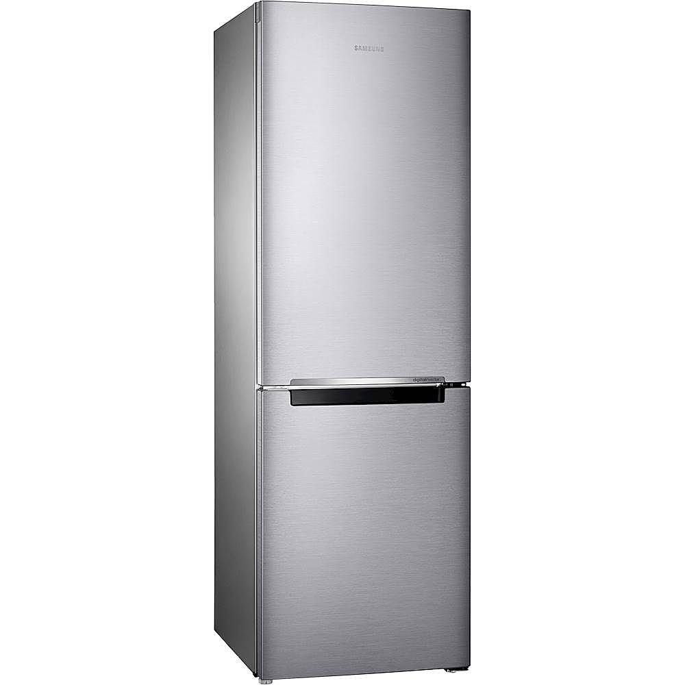 Angle View: Samsung - 11.3 Cu. Ft. Bottom-Freezer Counter-Depth Refrigerator - Stainless steel