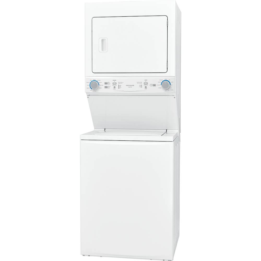 Left View: Frigidaire - 3.9 Cu. Ft. High Efficiency Top Load Washer and 5.6 Cu. Ft. Gas Dryer Laundry Center - White