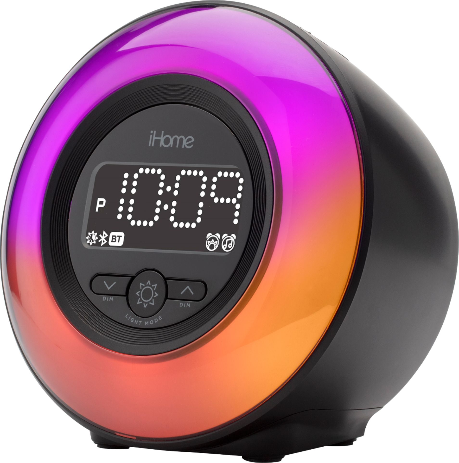 Angle View: iHome - PowerClock Glow - Bluetooth Color Changing FM Alarm Clock Radio - Black
