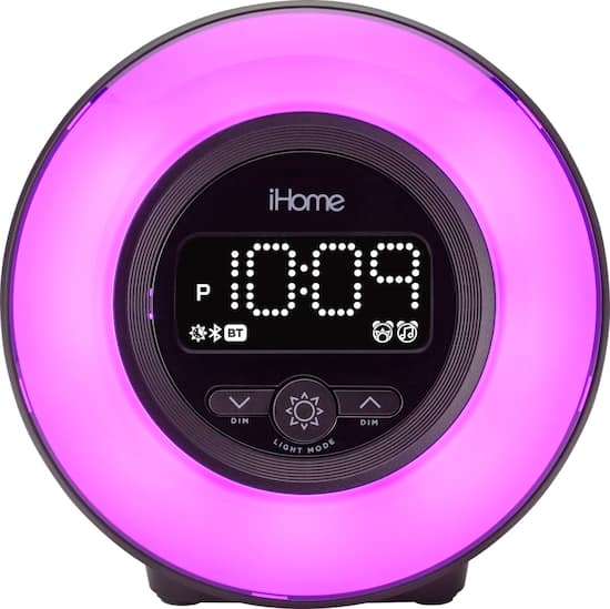 Ihome Powerclock Glow Bluetooth Color Changing Fm Alarm Clock Radio Black  Ibt295B - Best Buy