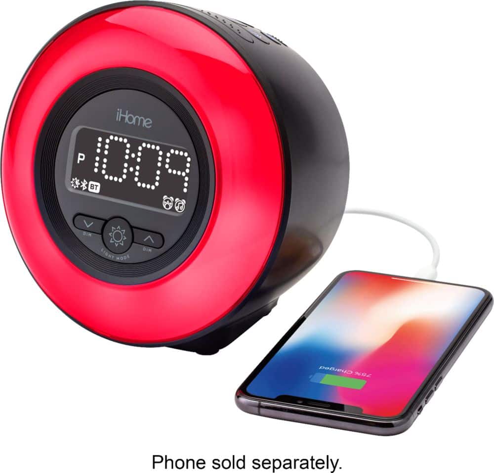 Alt View 12. iHome - PowerClock Glow - Bluetooth Color Changing FM Alarm Clock Radio - Black.