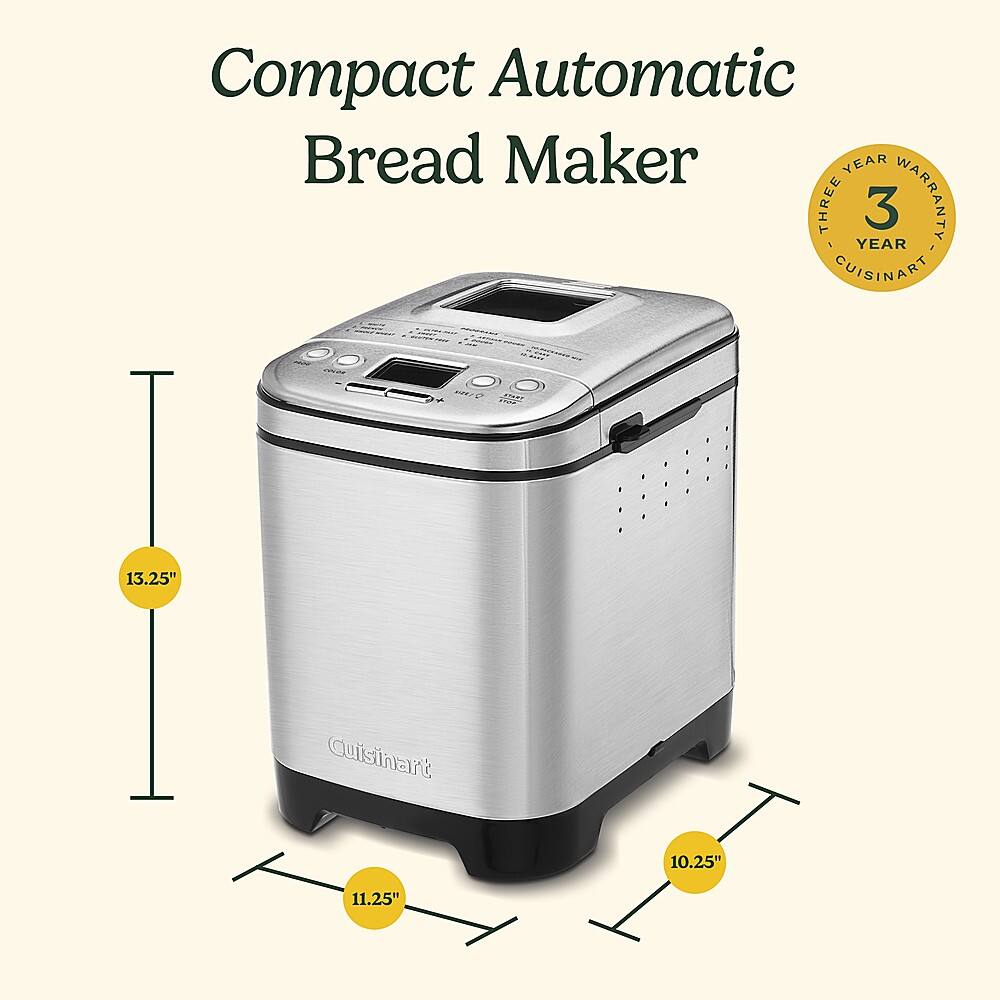 Compact Automatic Bread Maker 3 Year Warranty Cuisinart 13.25" 10.25" 11.25"