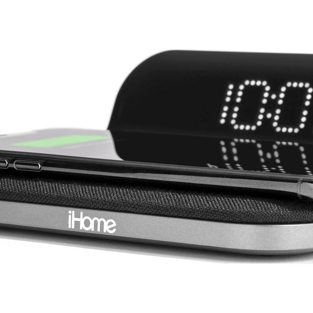 Alt View 13. iHome - PowerValet - Sleek Alarm Clock with Qi Wireless Charging and USB Charging - Black.