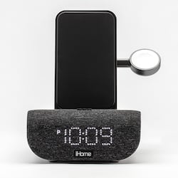 iHome - TimeBase Pro+ - Bluetooth Alarm Clock with Triple Charging - Black - Front_Zoom