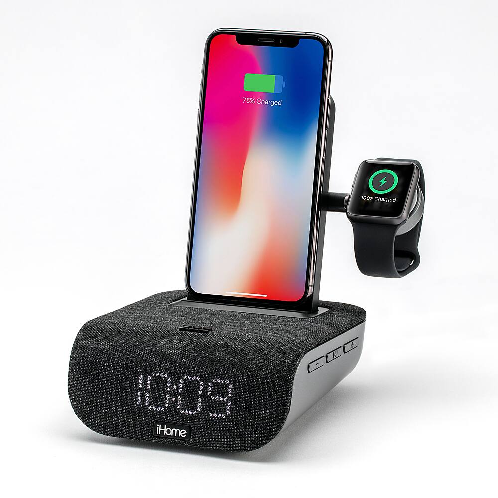 Alt View 13. iHome - TimeBase Pro+ - Bluetooth Alarm Clock with Triple Charging - Black.