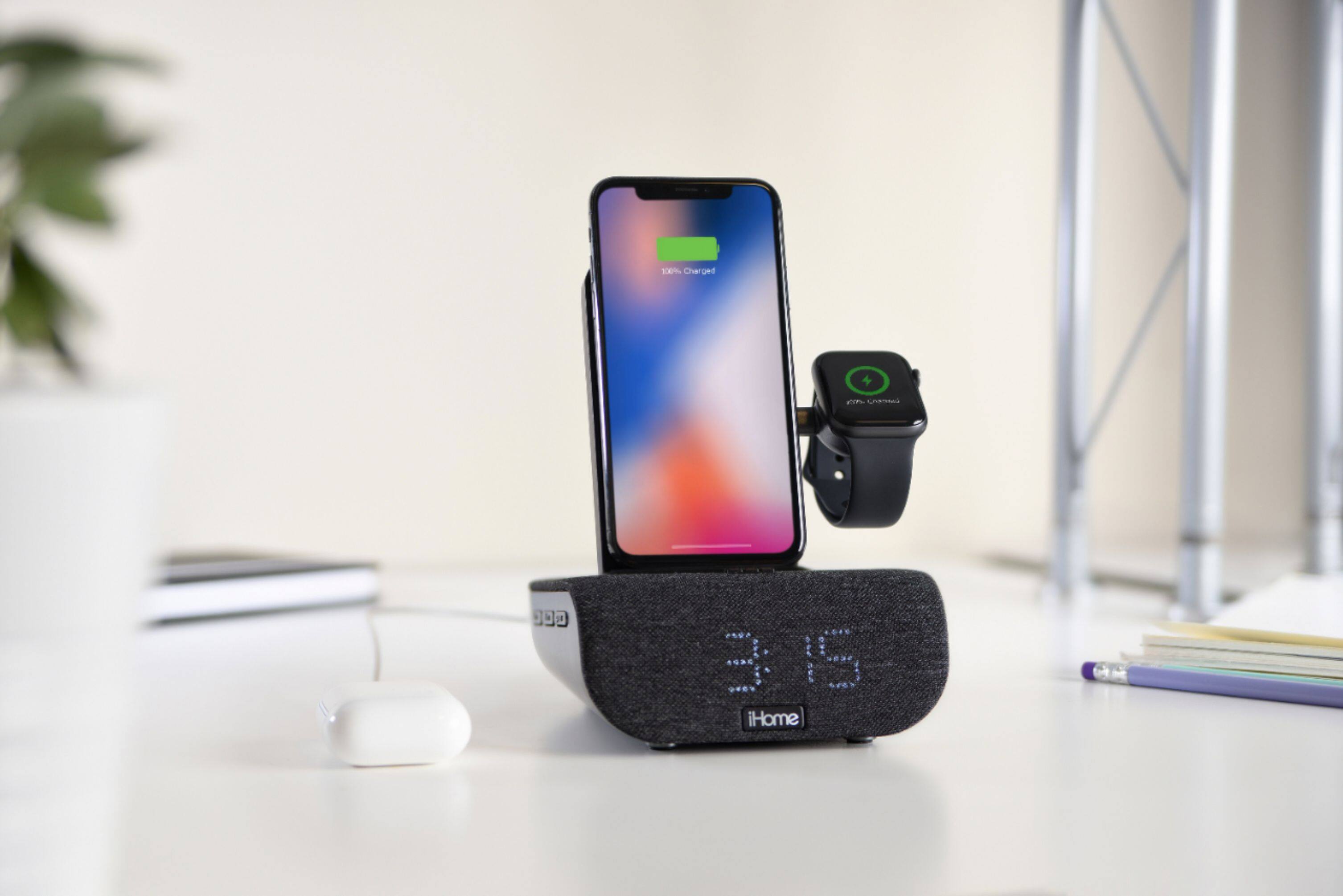 Alt View 20. iHome - TimeBase Pro+ - Bluetooth Alarm Clock with Triple Charging - Black.