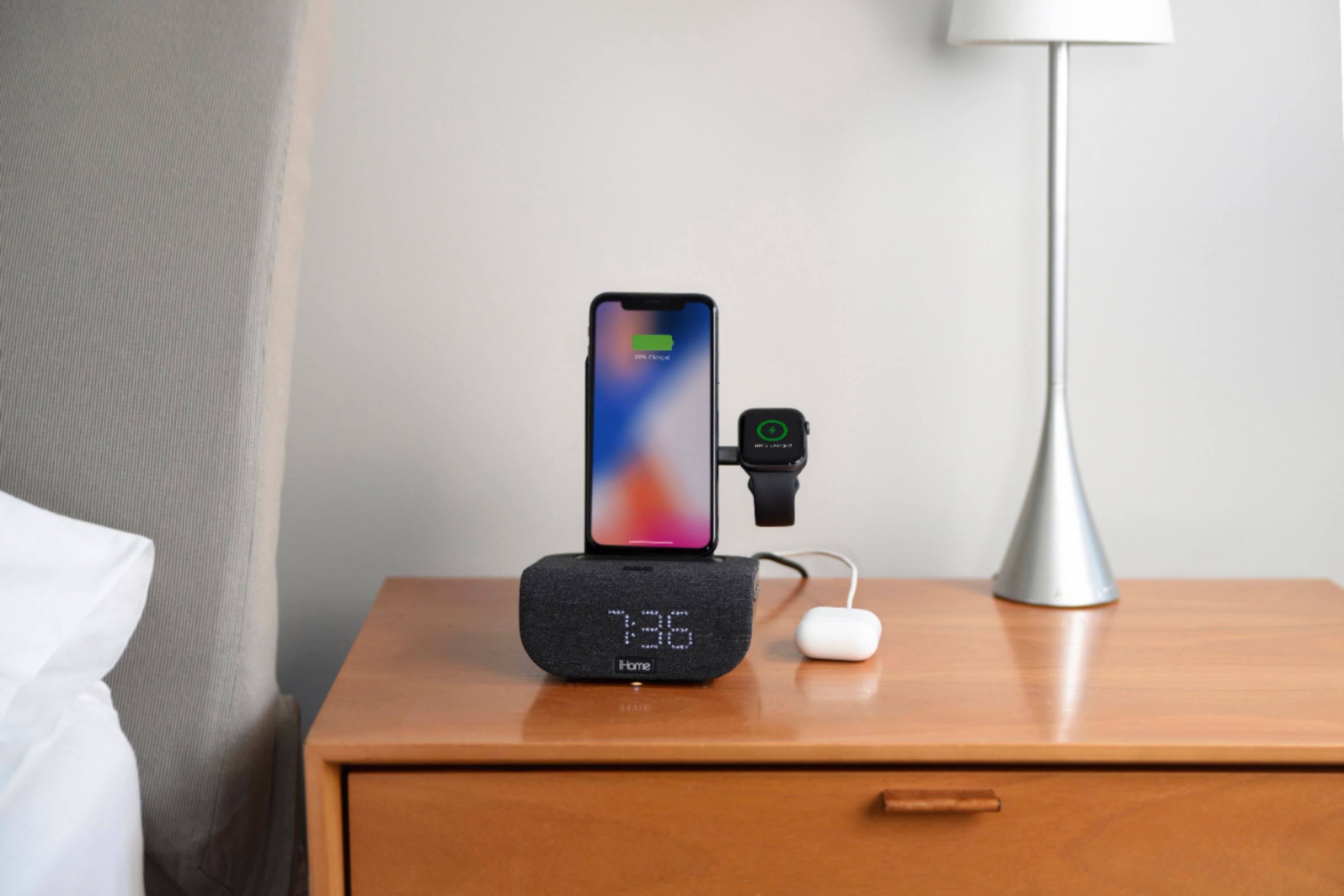 Alt View 21. iHome - TimeBase Pro+ - Bluetooth Alarm Clock with Triple Charging - Black.