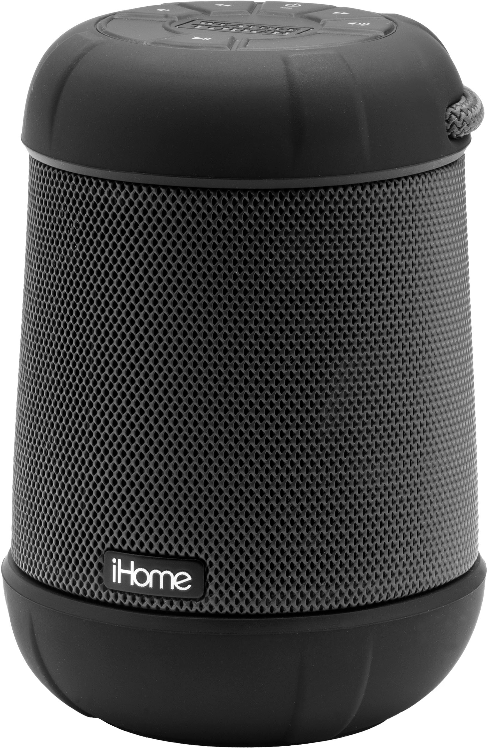 Left View: iHome - PlayTough Pro - Bluetooth Rechargeable Waterproof Portable Speaker with 360° Stereo Sound - Black