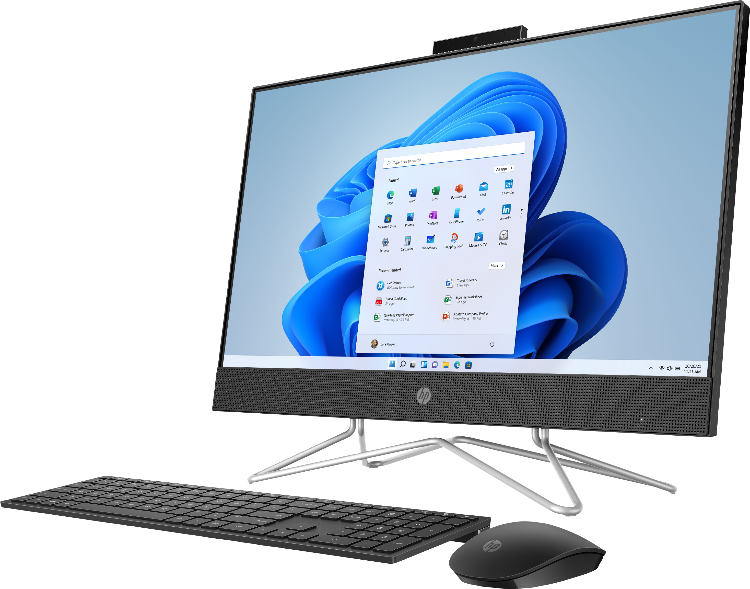 Left View: HP - 24" Touch-Screen All-In-One - AMD Ryzen 3-Series - 8GB Memory - 256GB SSD - Jet Black