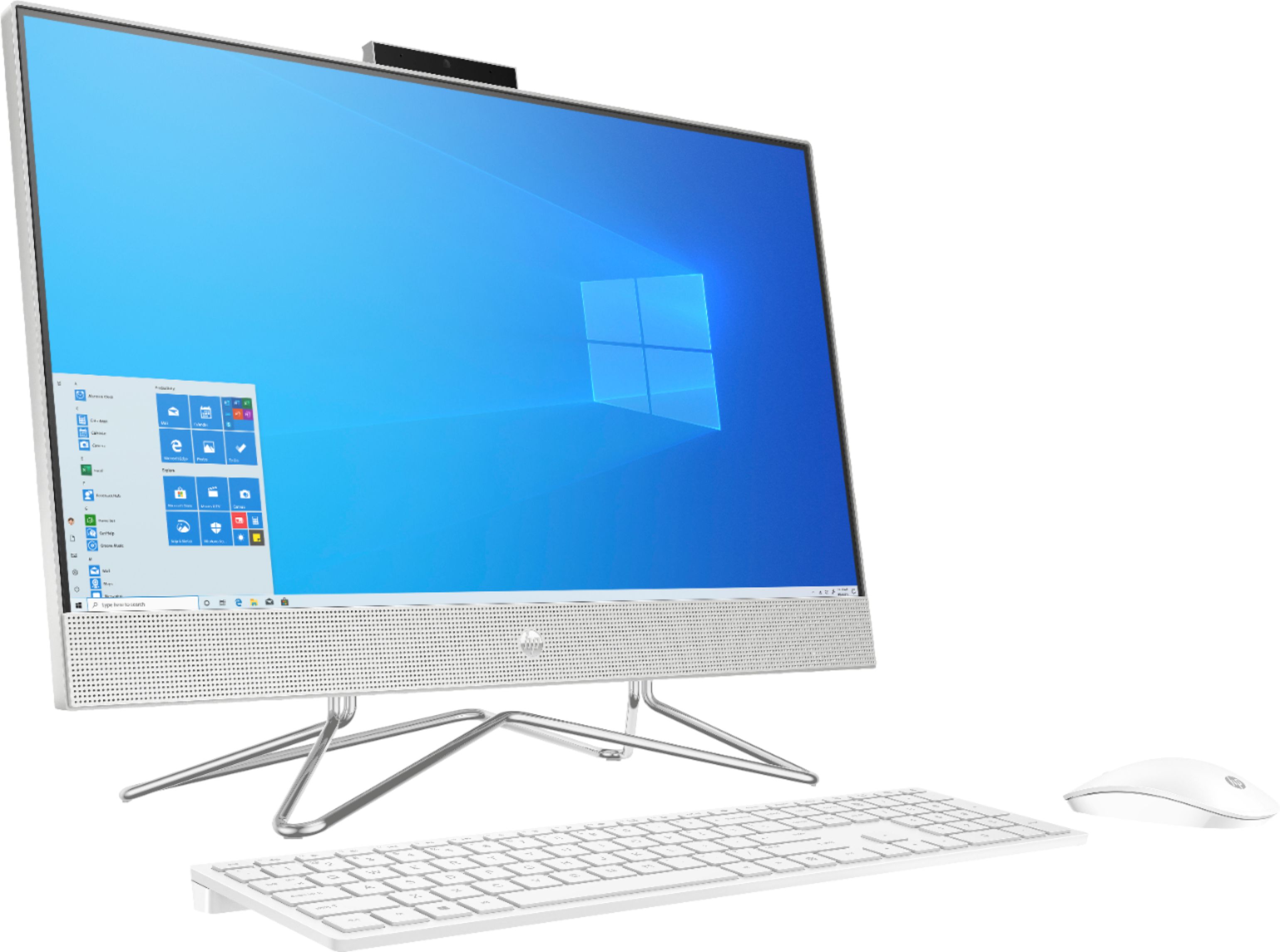 Angle View: HP - 24" Touch-Screen All-In-One - AMD Ryzen 5-Series - 12GB Memory - 256GB SSD - Natural Silver