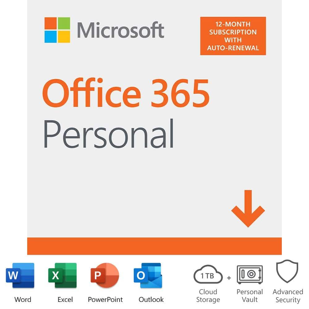 Front. Microsoft - Microsoft 365 Personal (1 Person) (12 Month Subscription-Auto Renew).