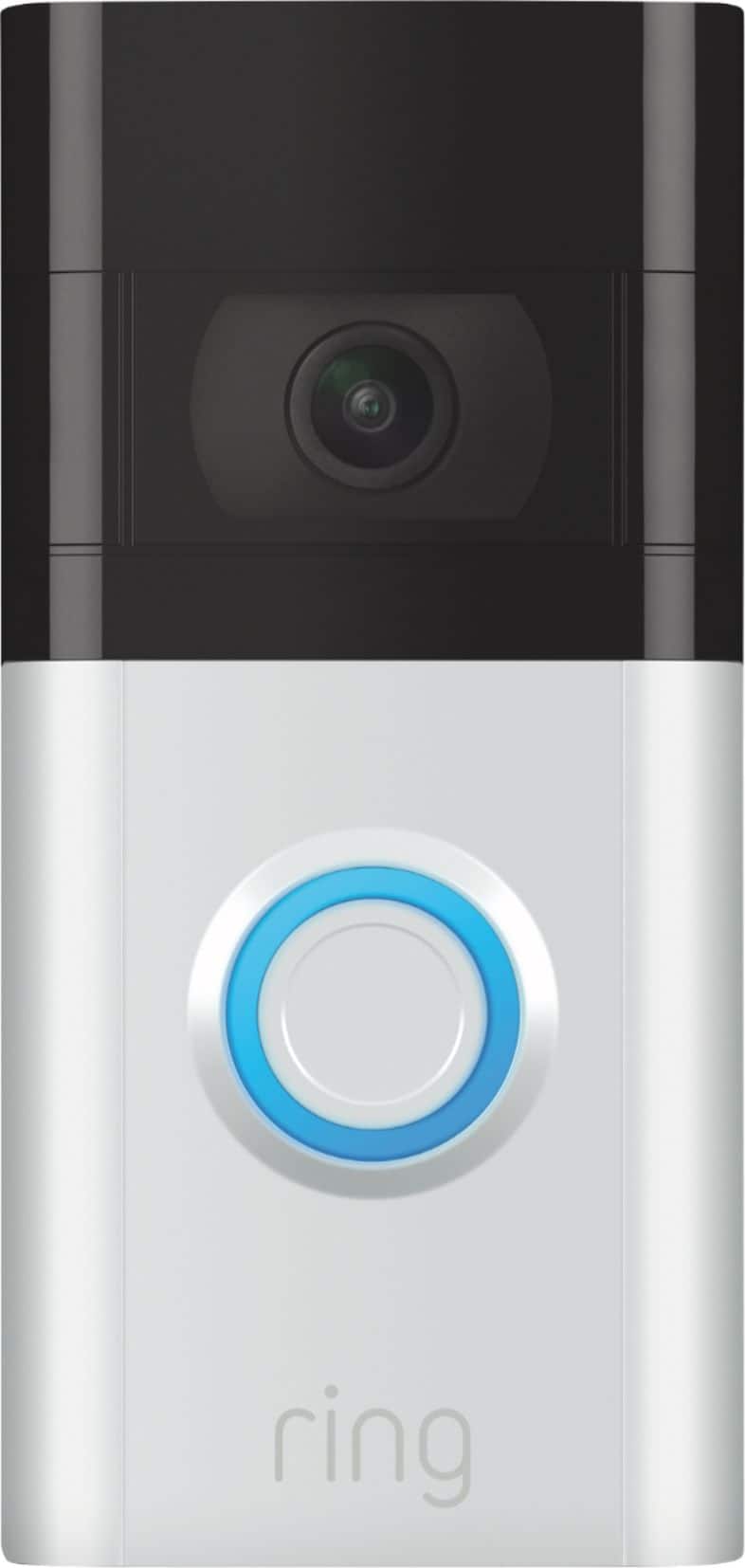 Front. Ring - Video Doorbell 3 - Satin Nickel.