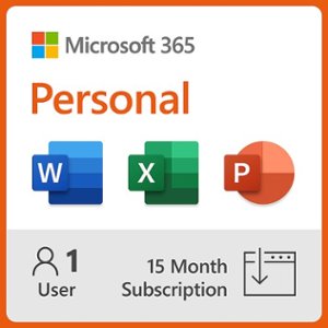 Microsoft 365 Personal (1 person) (15-month subscription - Auto Renew) - Windows, Mac OS, Apple iOS, Android [Digital]
