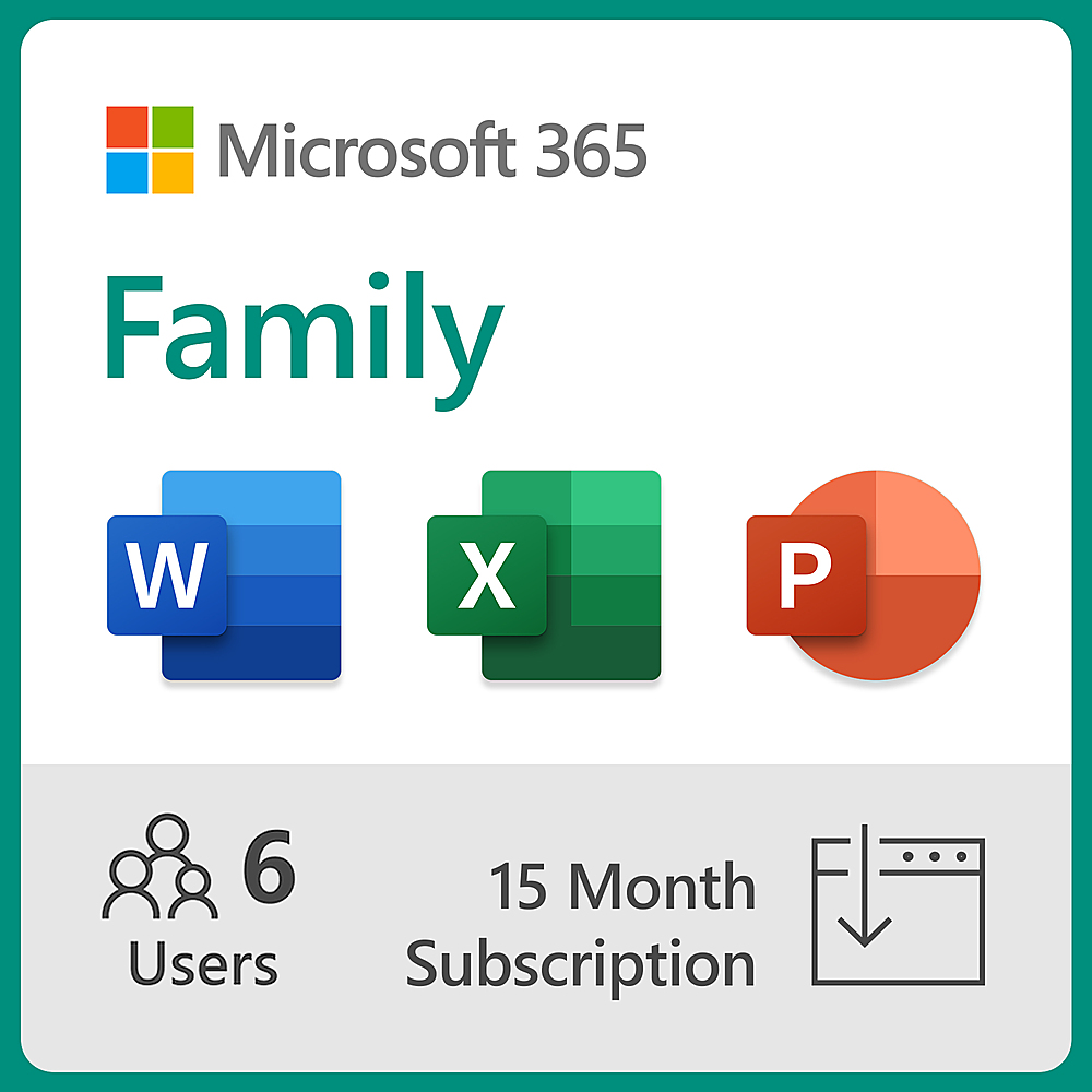 Microsoft 365 Family (up to 6 people) (15-month subscription Auto Renew ...
