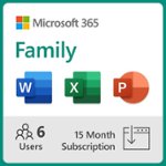 Front. Microsoft - Microsoft 365 Family (up to 6 people) (15-month subscription - Auto Renew) - Activation Required.