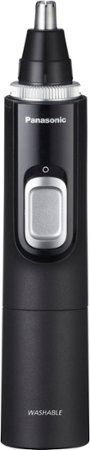 Panasonic - Men's Ear and Nose Hair Trimmer with Vacuum Cleaning System - Wet/Dry - Black/Silver