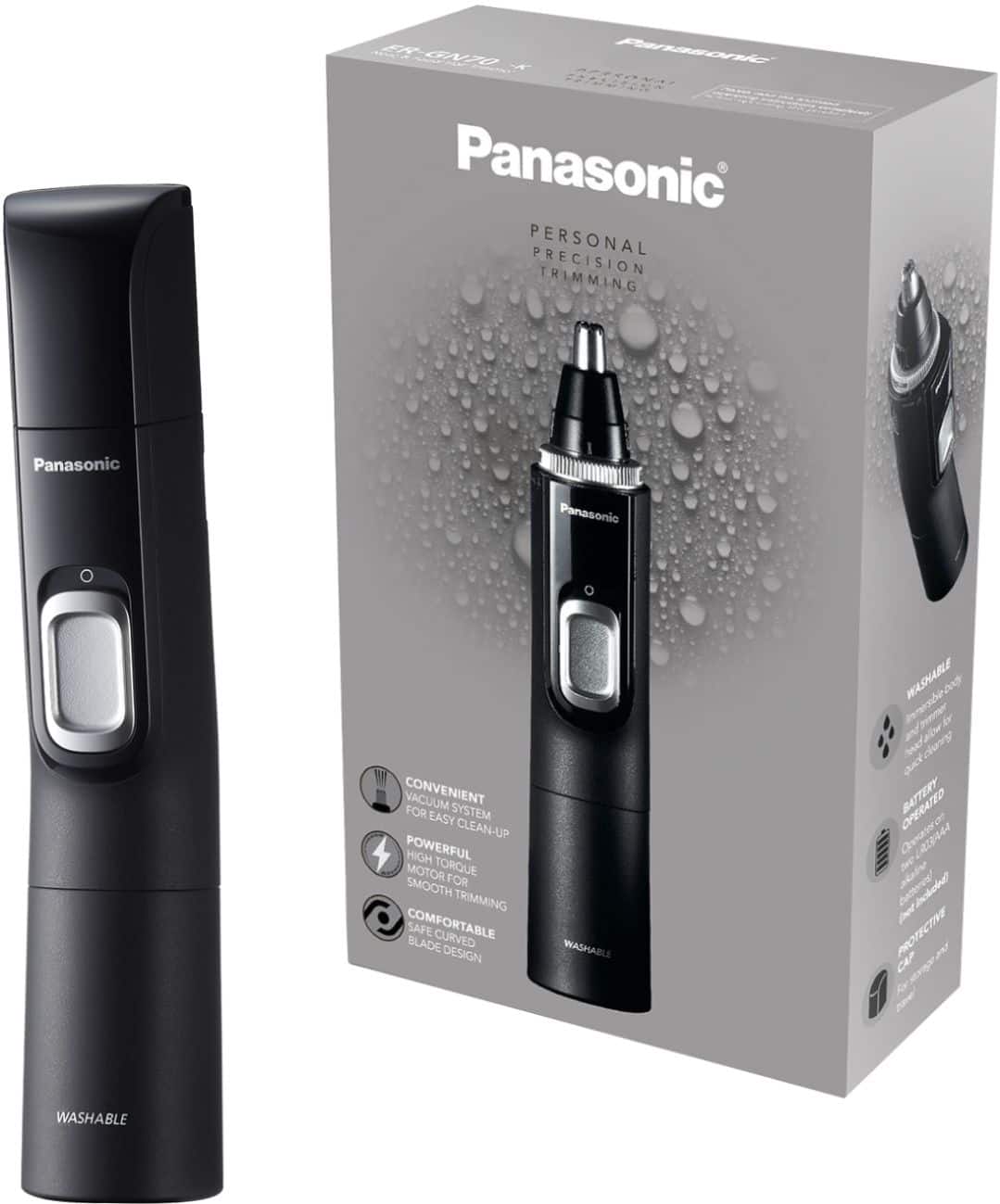 Alt View 15. Panasonic - Men's Ear and Nose Hair Trimmer with Vacuum Cleaning System - Wet/Dry - Black/Silver.