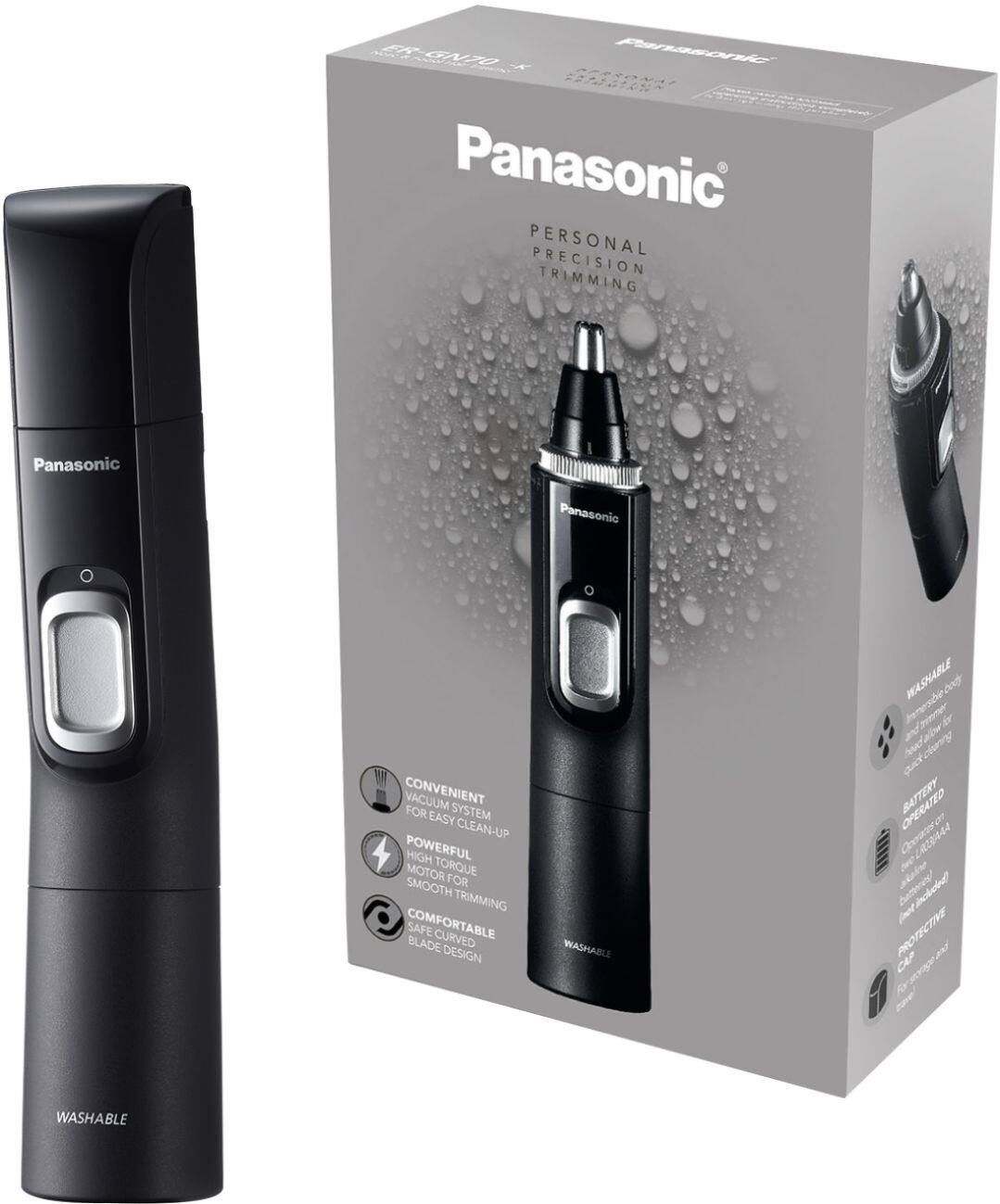 Alt View 15. Panasonic - Men's Ear and Nose Hair Trimmer with Vacuum Cleaning System - Wet/Dry - Black/Silver.