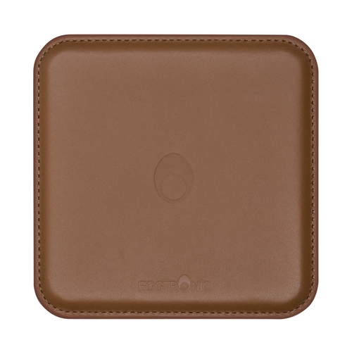 Eggtronic - 15W Qi Certified Fast Charge Wireless Charging Pad for iPhone/Android - Saddle Brown