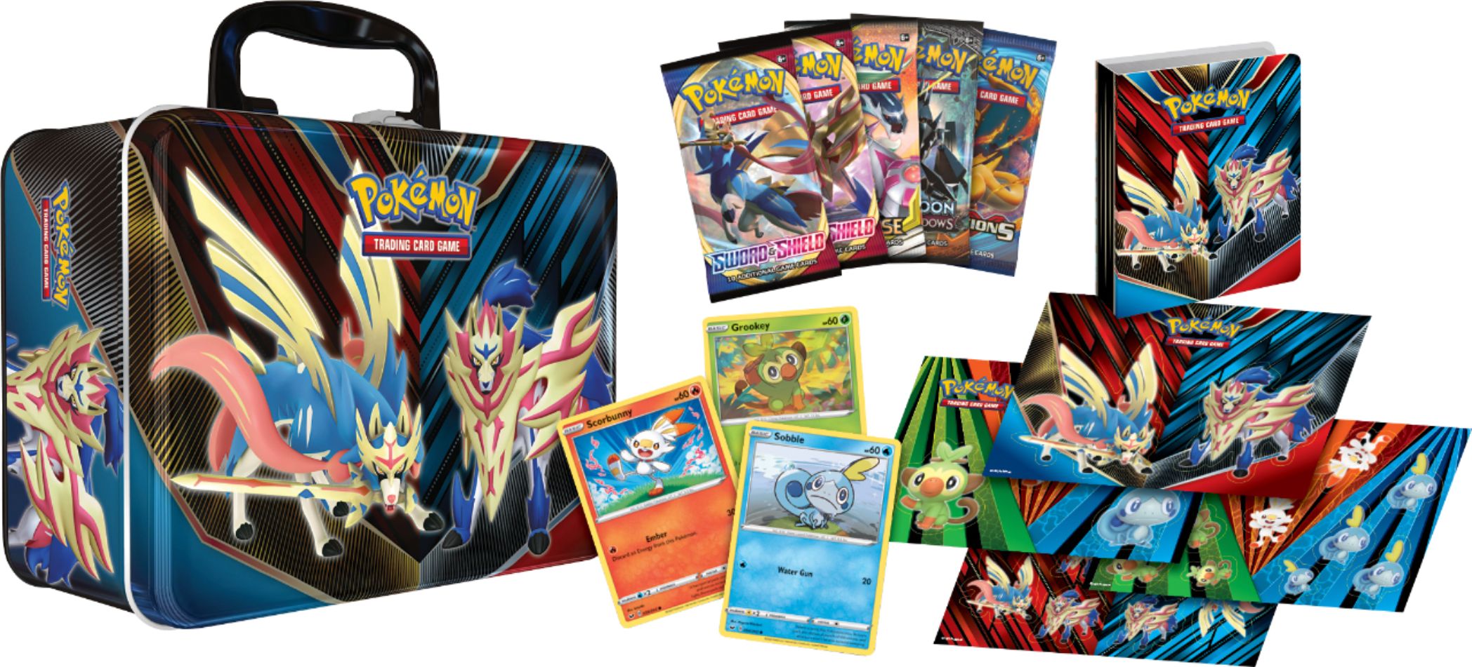 Pokemon TCG Card Game Collector's Tin Chest Lunchbox 2017 5 Booster Packs 