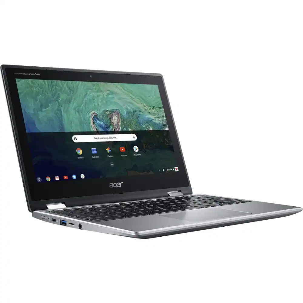 Front. Acer - Spin 11 2-in-1 11.6" Refurbished Touch-Screen Chromebook - Intel Celeron - 4GB Memory - 32GB SSD - Sparkly Silver.