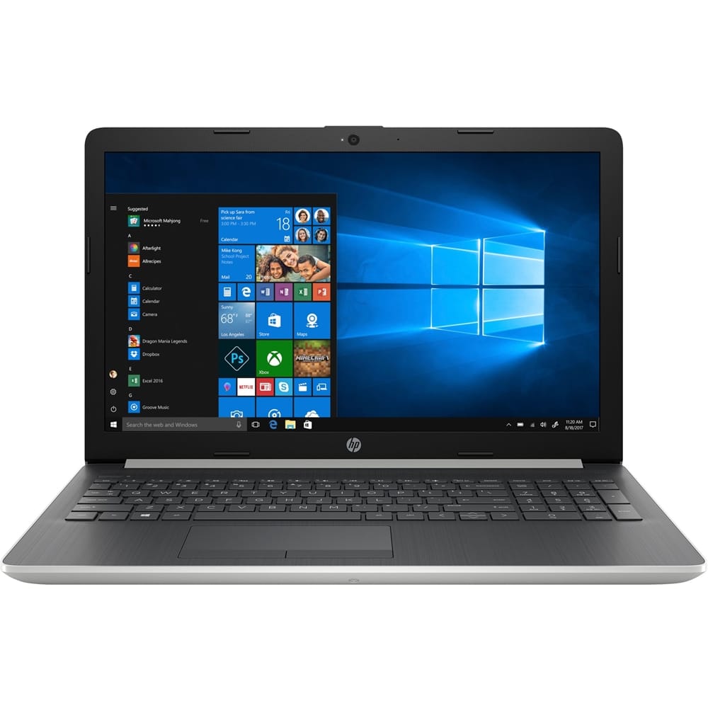 Front. HP - 15.6" Refurbished Touch-Screen Laptop - Intel Core i5 - 8GB Memory - 128GB SSD - Natural Silver, Vertical Brushed Pattern.