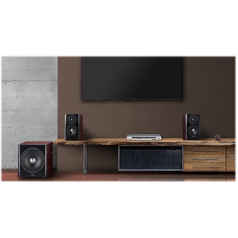 Alt View 19. Edifier - S350DB Bookshelf Speakes & Subwoofer, Computer Speakers - Bluetooth v4.1 aptX Wireless Sound - 2.1 Speaker System - Brown/black.