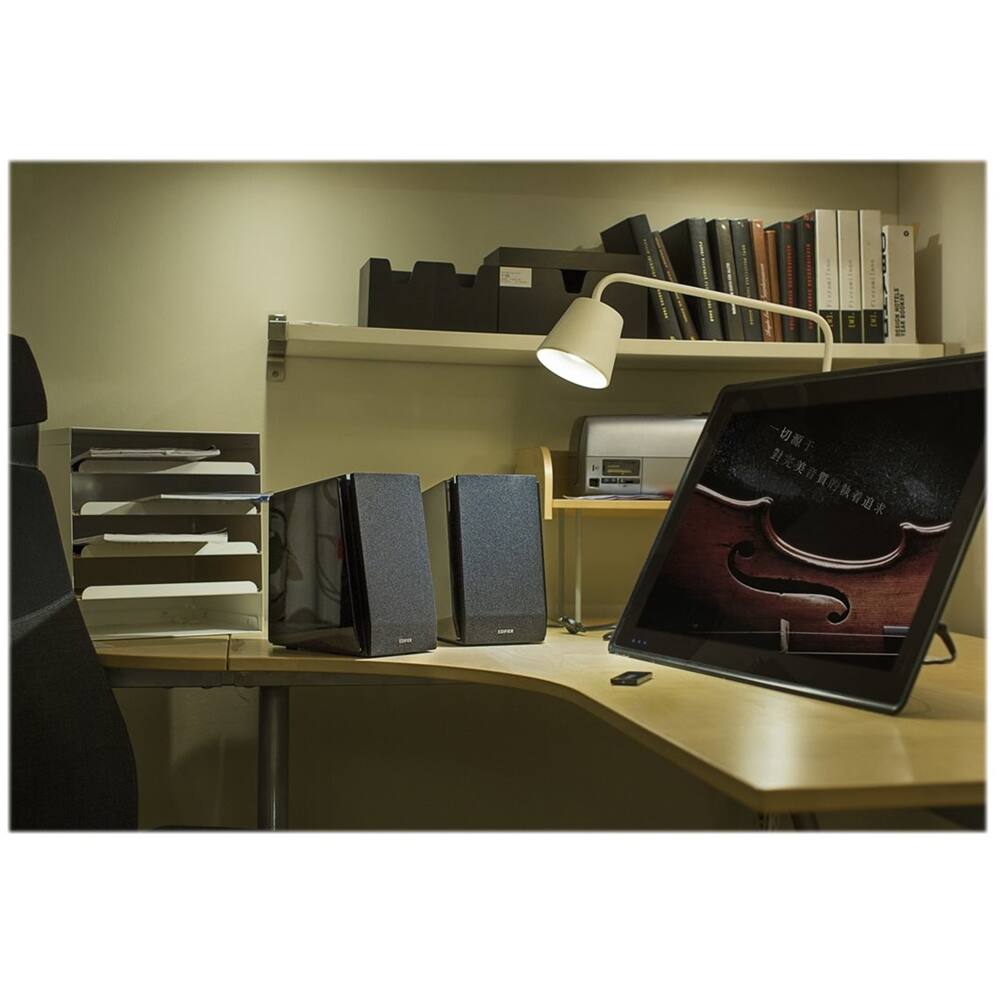 Left. Edifier - R1850DB Active Bookshelf Speakers, Computer Speakers - Bluetooth and Optical Input - 2.0 Studio Monitor Speaker - Black.