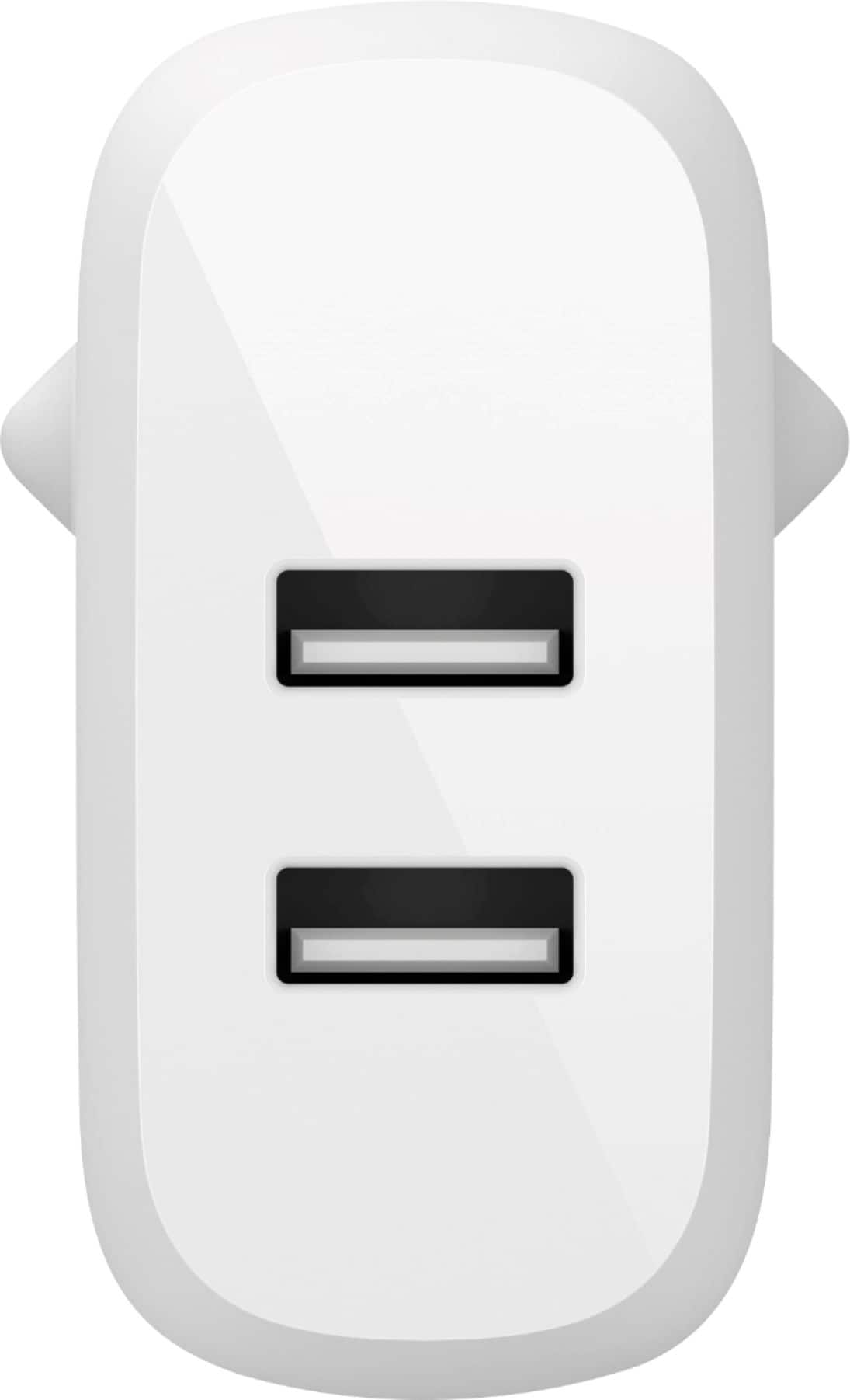 Alt View 12. Belkin - 24W Dual Port USB Wall Charger with USB C Cable - Fast Charging for iPhone, Galaxy , Pixel & More - White.