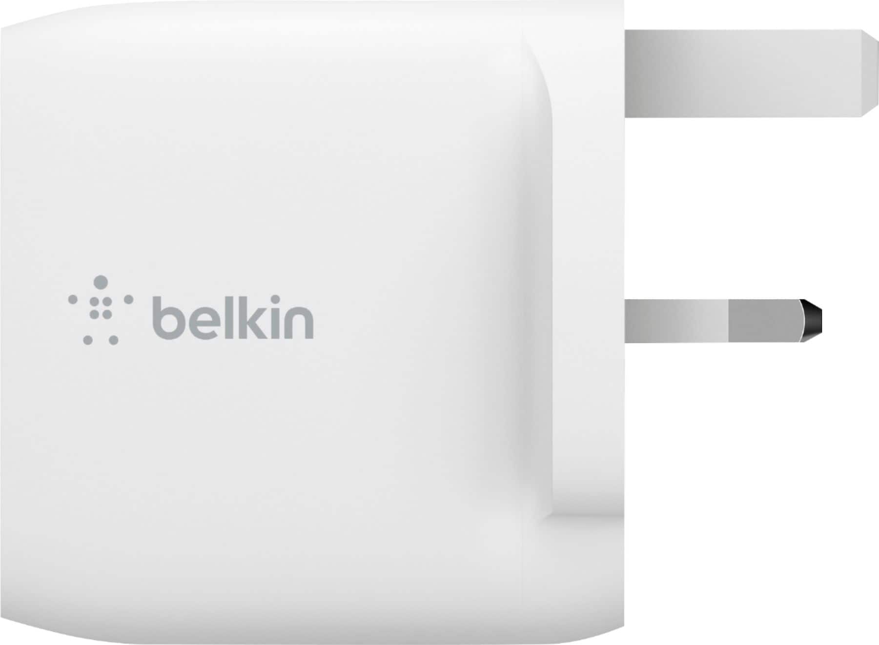 Alt View 13. Belkin - 24W Dual Port USB Wall Charger with USB C Cable - Fast Charging for iPhone, Galaxy , Pixel & More - White.