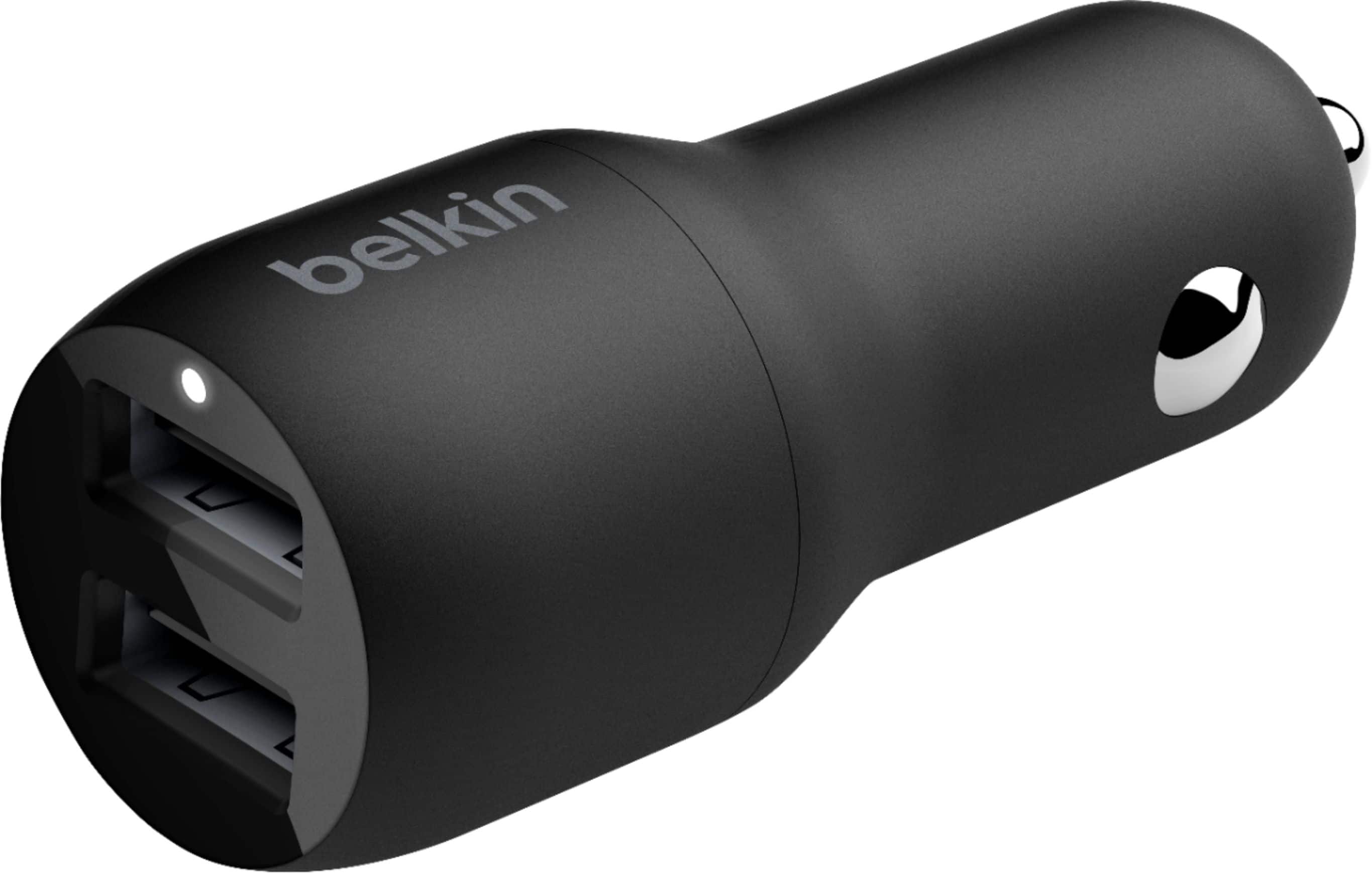 Alt View 11. Belkin - 24W Dual USB Car Charger with Lightning Cable and 2 12W USB-A ports - fast charge iPhone, Samsung Galaxy, and more - Black.