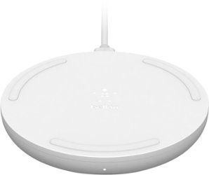 Belkin - Quick Charge Wireless Charging Pad - 10W Qi-Certified Charger Pad for iPhone, Samsung Galaxy, Apple Airpods Pro & More - White - Front_Zoom