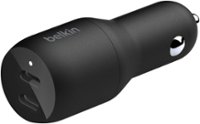 Belkin - 36W Dual USB-C Car Charger with PPS Charging and Power Delivery 2, compatible with iPhone 14, Samsung Galaxy, and more - Black - Front_Zoom