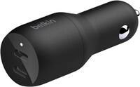 Belkin - BOOST↑CHARGE Dual USB-C Car Charger 36W - Black - Front_Zoom