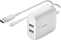 Alt View Zoom 12. Belkin - BOOST CHARGE Dual USB-A Wall Charger 24W + Lightning to USB-A Cable - White.