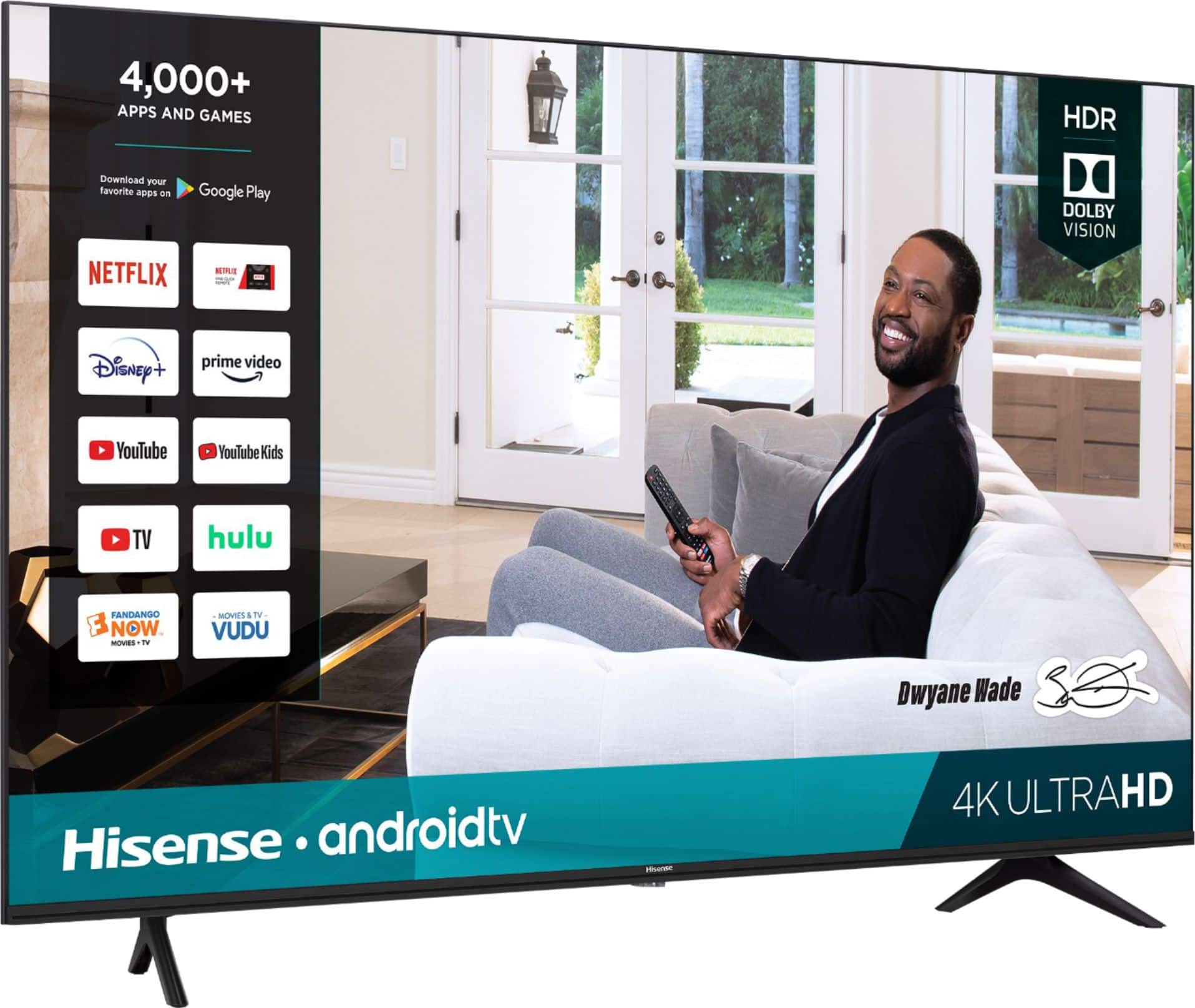 Angle. Hisense - 55" Class H65 Series LED 4K UHD Smart Android TV - Black.